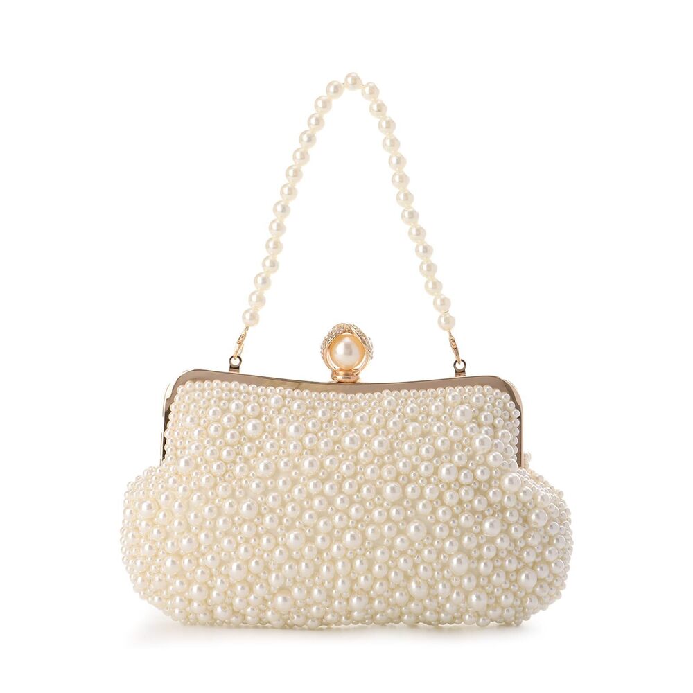 3672 Pearl Clutch Purses Wedding Crystal Beaded Evening Handbags with Pearl
